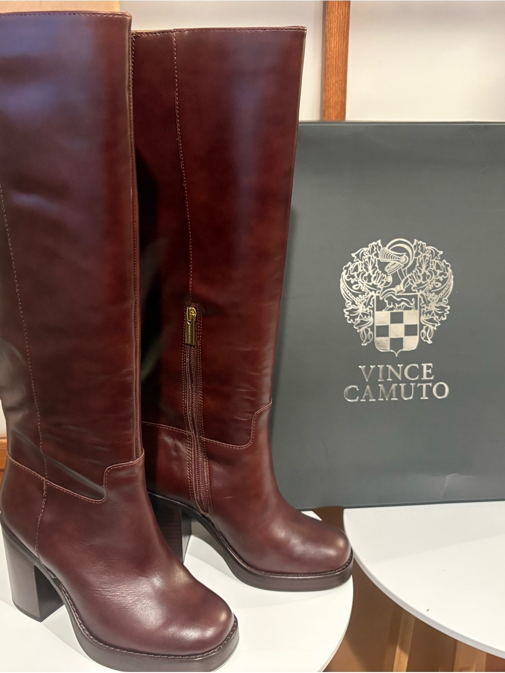 Vince Camuto Tall Leather Over-the-Knee Boots in Deep Burgundy